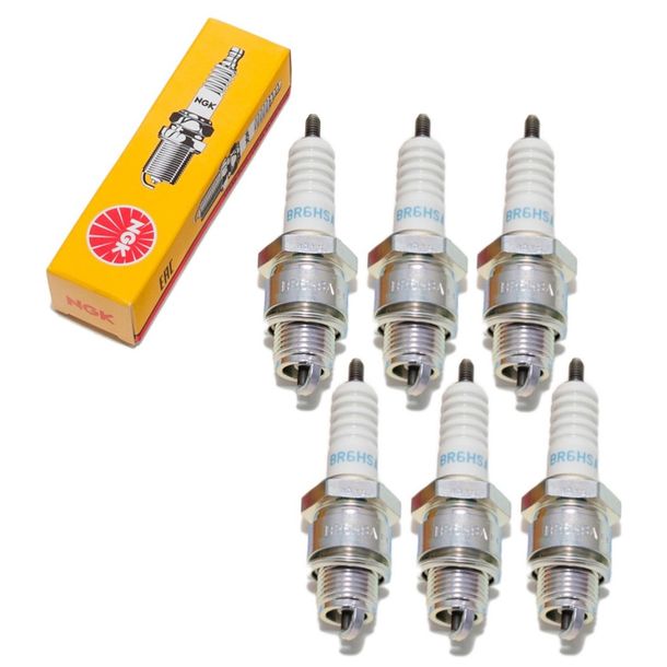 Spark plug set NGK 6x BR6HSA resistor, 12,7mm short thread Ø 14,0mm, 4296 / 4461