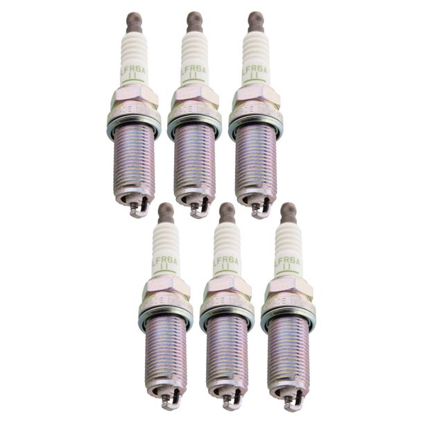 Spark plug set NGK 6x LFR6A-11 resistor, 26,5mm long thread reach plug Ø 14,0mm, 3672