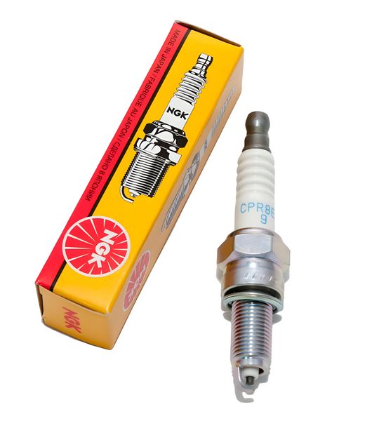 Spark plug set NGK 6x CPR8EB-9 resistor, 19,0mm long thread Ø 10,0mm, integral terminal, 6607