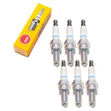 Zündkerzen Set NGK 6x CR9EB Zündkerze entstört, 19,0mm Langgewinde Ø 10,0mm, feste SAE-Anschlussmutter, 6955
