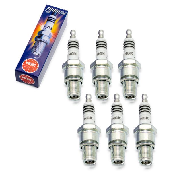 Spark plug set NGK 6x BR9EIX iridium resistor, 19,0mm long thread Ø 14,0mm, 3981
