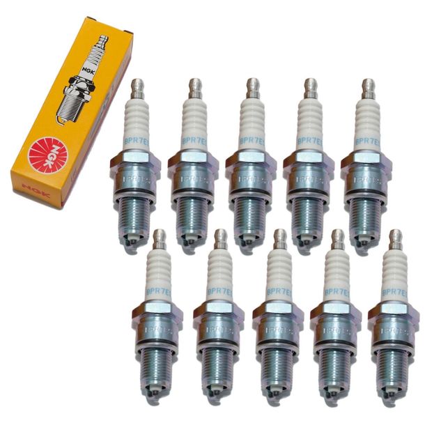 Zündkerzen Set NGK 10x BPR7ES Zündkerze entstört, 19,0mm Langgewinde Ø 14,0mm, 2023 / 97416