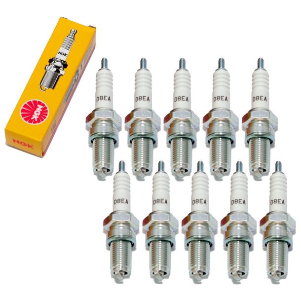 Spark plug set NGK 10x D8EA, 19,0mm long thread Ø 12,0mm, 1117 / 2120