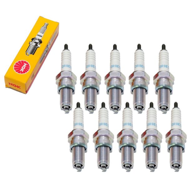 Zündkerzen Set NGK 10x DR8ES-L entstört 19,0mm Langgewinde Ø 12,0mm, 2556 / 2923 – Bild 1