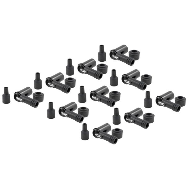 Spark plug connector set NGK 10x LB01F 14mm M4 90° black, 8330