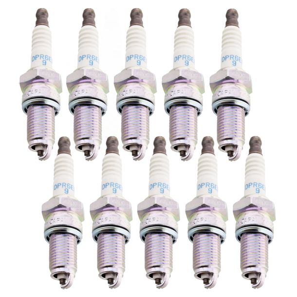 Spark plug set NGK 10x DPR6EB-9 resistor, 19,0mm long thread Ø 12,0mm, integral terminal, 3108