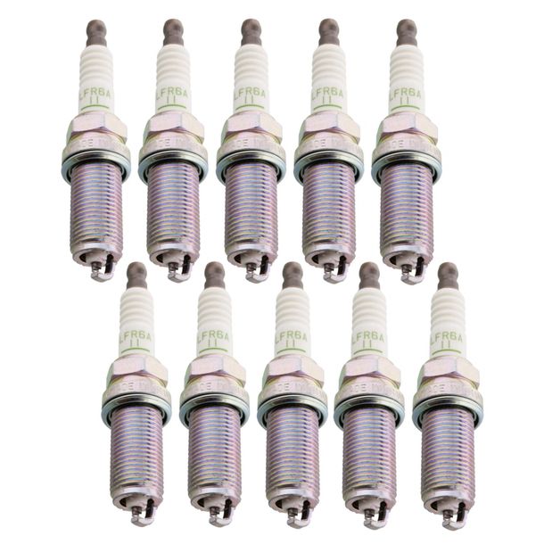 Spark plug set NGK 10x LFR6A-11 resistor, 26,5mm long thread reach plug Ø 14,0mm, 3672