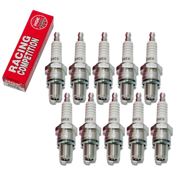 Spark plug set NGK 10x B8EG racing, 19,0mm long thread Ø 14,0mm, 3430 / 3997