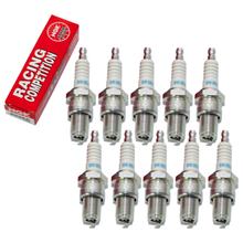 Zündkerzen Set NGK 10x BR9EG Racing-Zündkerze / Rennzündkerze entstört, 19,0mm Langgewinde Ø 14,0mm, 3230 / 4015