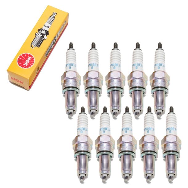 Spark plug set NGK 10x CPR9EA-9 resistor, 19,0mm long thread Ø 10,0mm, 2308