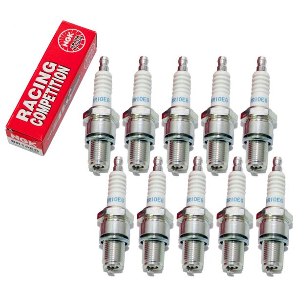 Spark plug set NGK 10x BR10EG racing resistor, 19,0mm long thread Ø 14,0mm, 3830 / 3993