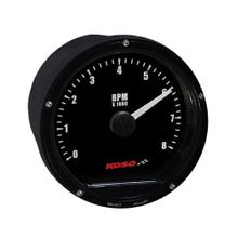 Tacómetro Koso D75, esfera negra, superficie negra, 8000 rpm