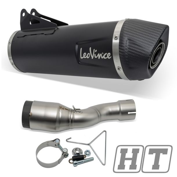 Usado, silenciador LeoVince SLIP-ON SBK EVO, acero inoxidable negro, tapa de carbono, con catalizador, con homologación para Husqvarna 701 Enduro / Supermoto