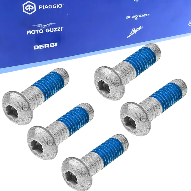 5x Viti di fissaggio disco freno Piaggio testa cilindrica esagonale interna 20mm (per vari modelli)