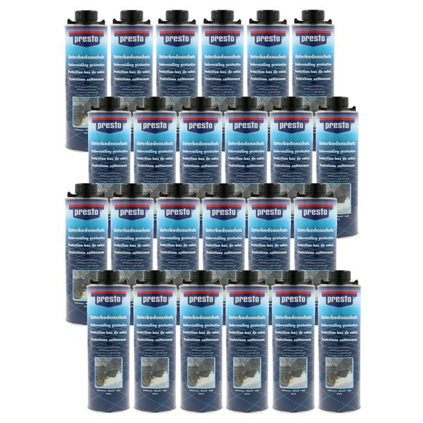 24 Dosen Unterbodenschutz Presto 603239 UBS Bitumen Steinschlagschutz, Spritzpistolendose schwarz, 1000ml
