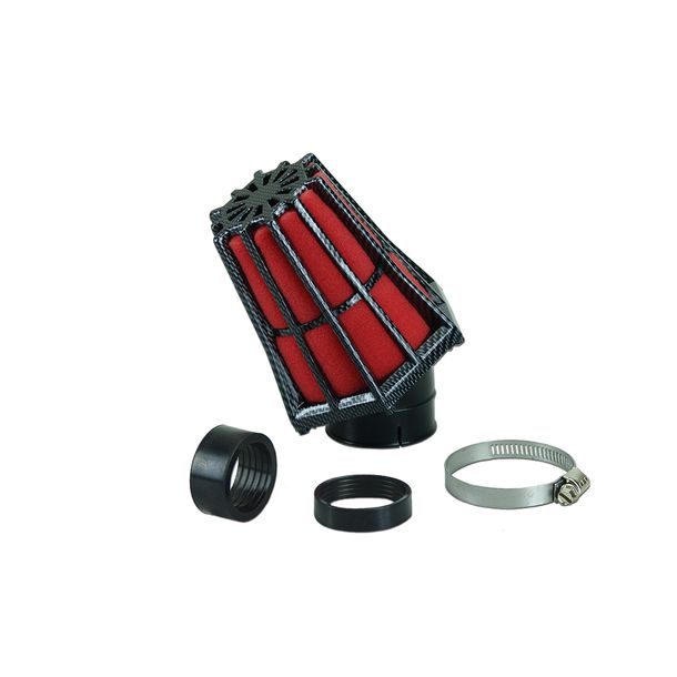 Luftfilter Carenzi R-EVO 30° Ø 28 / 35mm, carbon Optik / rot