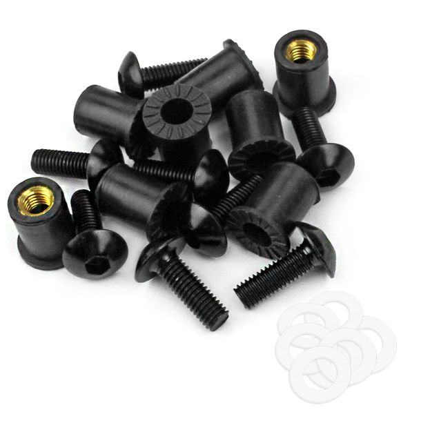 Juego de tornillos TNT para parabrisas y parabrisas M5 x 15 mm universales, negros, 8 piezas