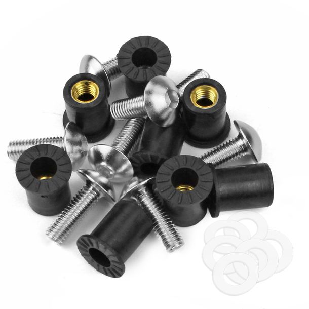 Juego de tornillos TNT para parabrisas y parabrisas M5 x 15 mm universales, plateados, 8 piezas