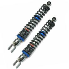 TNT veerpoten schokdemperset 330mm schroefdraad verstelbaar, zwart/zilver/blauw, 2 stuks voor MBK Skyliner, Yamaha YP Majesty R XC S 125 - 250 cc bouwjaar 1998 - 2001