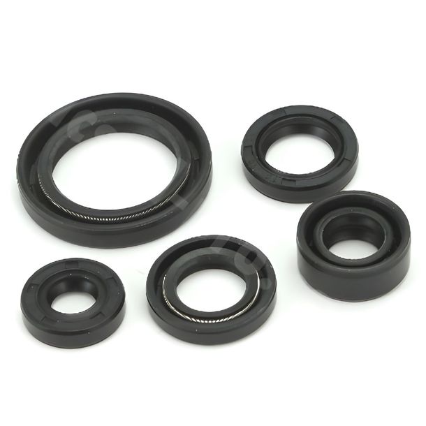 Kurbelwellendichtungssatz TNT Wellendichtringe 27x40x6mm / 15x25x5mm / 16x24x5mm / 12x22x9mm / 10x20x5mm, 5-teilig für Suzuki GN GS S SU 125 ccm Bj. 1982 - 2000