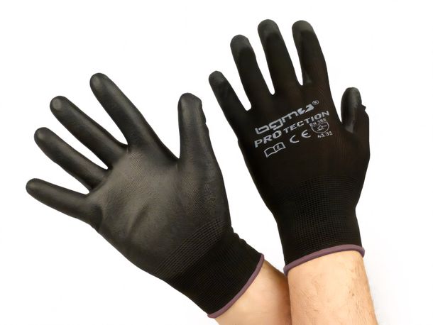 Work gloves BGM nylon mechanic gloves with PU coating