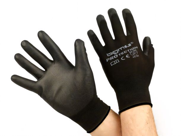 Guantes de trabajo: guantes mecánicos de nailon BGM con revestimiento de poliuretano