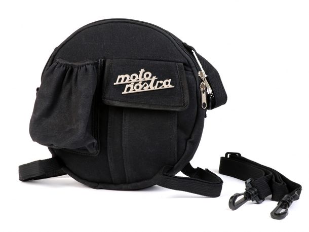 Moto Nostra round 23cm spare tire 10 inch shoulder bag 'waxed canvas' for Vespa, Lambretta