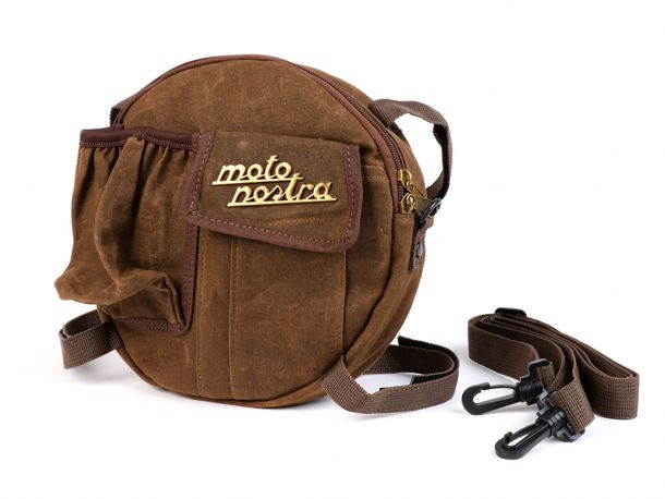 Tasche Moto Nostra rund 23cm für Reserverad 10 Zoll Umhängetasche  'waxed canvas' für Vespa, Lambretta