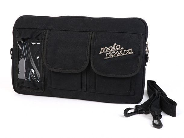 Bolsa Moto Nostra para tampa do compartimento de bagagem, bolsa de ombro 'canvas encerado' com bolsa para celular para Vespa, Lambretta