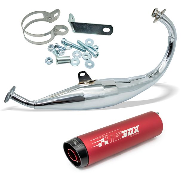 Auspuff Tecnigas XS-2 mit Zulassung, chrom für Derbi, Aprilia, Gilera
