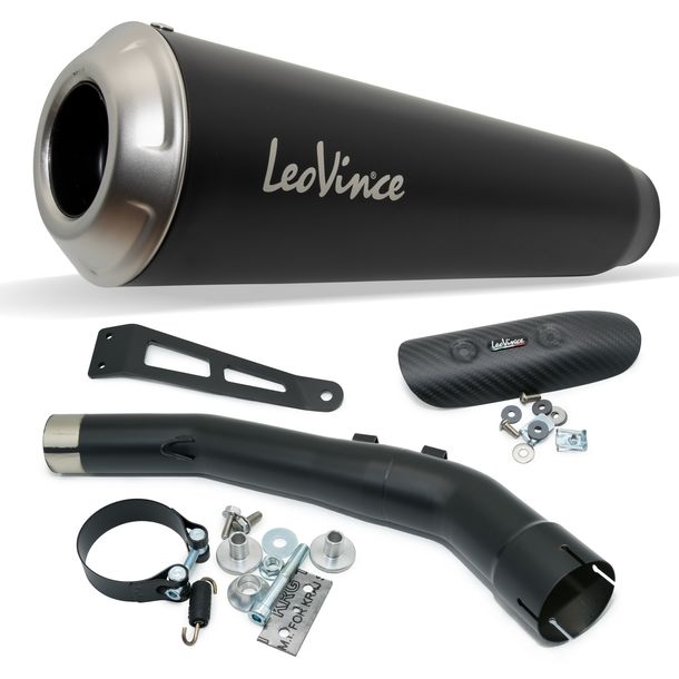 Endschalldämpfer LeoVince GP ONE RACING FULL BLACK Edelstahl schwarz & Carbon Hitzeschild für Honda CL 500 Bj. 2023 - 2024 E5