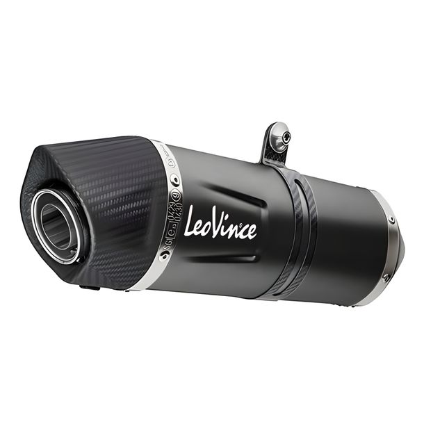 Silenziatore finale LeoVince LV ONE EVO RACING Black Edition in acciaio inossidabile nero, tappo in carbonio e paracalore per Kove 450 Rally Low / High anno 2023 - 2024 E5