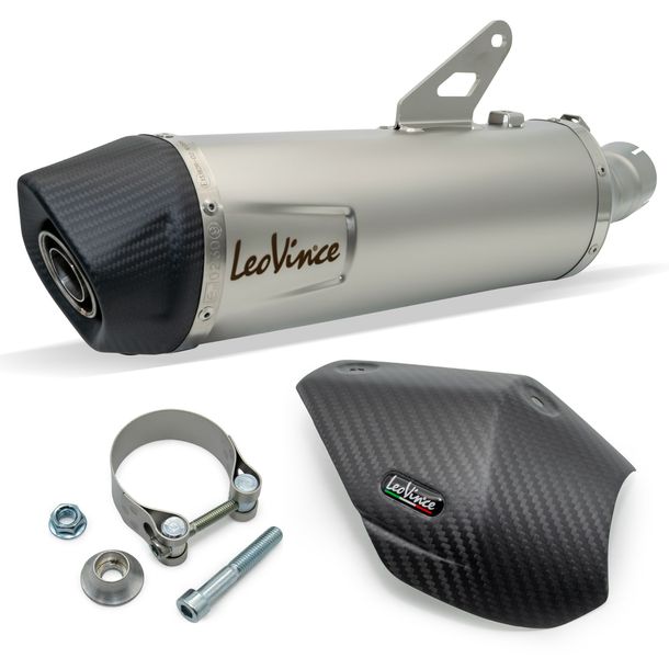 LeoVince LV ONE EVO rear silencer with approval, stainless steel, carbon cap & heat shield for Kove 800X Pro / ADV / Rally Year 2024 - 2026 E5 / E5+