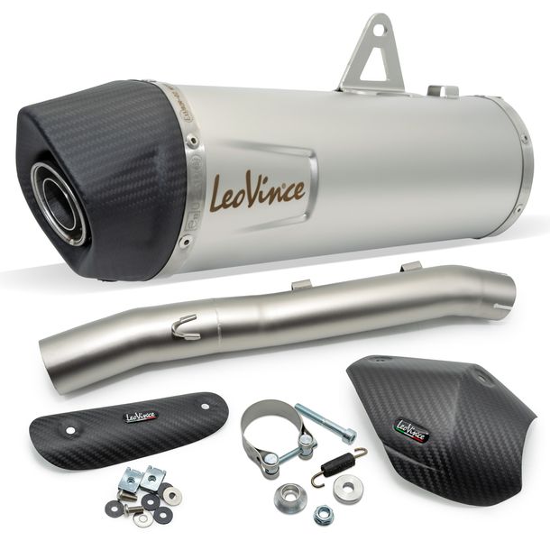 Silenziatore finale LeoVince LV ONE EVO omologato, acciaio inossidabile, cappuccio in carbonio e protezione termica per Triumph Tiger 900 GT / GT Pro / Rally Pro Anno 2024 - 2026 E5+