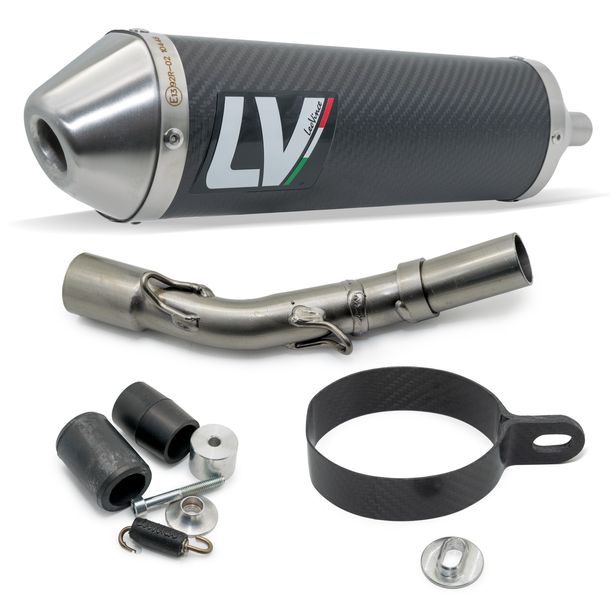Endschalldämpfer LeoVince X-FIGHT mit Zulassung, Carbon, Edelstahl Kappe für Beta RR 50 Enduro / Sport / Racing / Motard / Track Bj. 2023 - 2024 E5