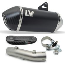 Silencieux d'échappement LeoVince LV-14 RACING Black Edition acier inoxydable noir, embout en carbone & écran thermique pour Honda XL 750 Transalp Urban / Easy Travel / Travel Edition Année 2023 - 2024 E5 / Année 2025 - 2026 E5+