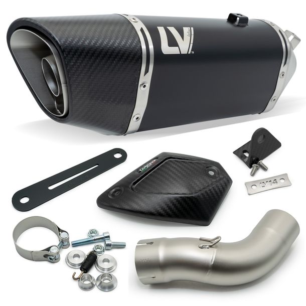 Silenziatore LeoVince LV-14 R Black Edition omologato, acciaio inossidabile nero, tappo in carbonio e schermo termico per Kawasaki Ninja 1000 SX / Tourer anno 2020 - 2024 E4 / E5 / anno 2025 E5+