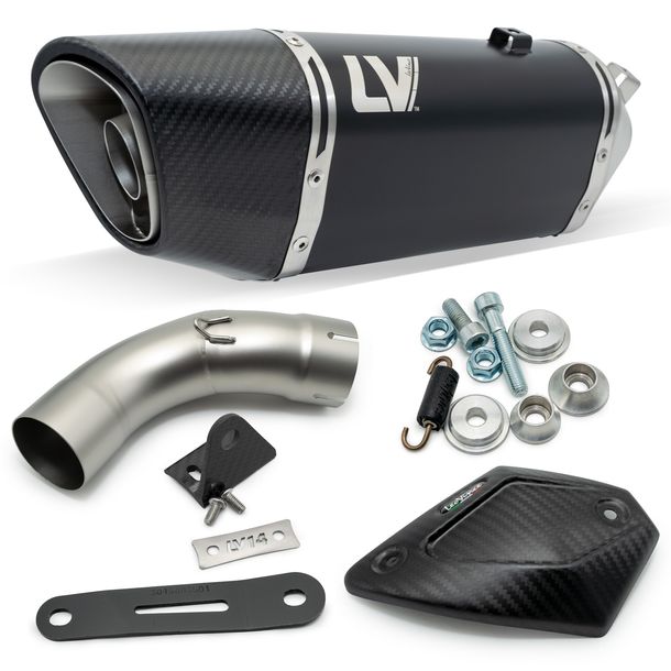 Silencieux d'échappement LeoVince LV-14 R RACING Black Edition acier inoxydable noir, capuchon en carbone et écran thermique pour Kawasaki Ninja 1000 SX / Tourer ann. 2020 - 2024 E4 / E5 / ann. 2025 E5+