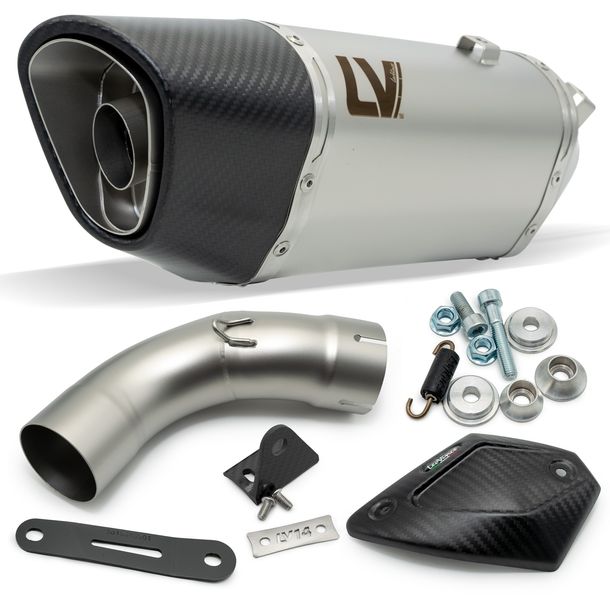 Endschalldämpfer LeoVince LV-14 R RACING Edelstahl, Carbon Kappe & Hitzeschild für Kawasaki Ninja 1000 SX / Tourer Bj. 2020 - 2024 E4 / E5 / Bj. 2025 E5+