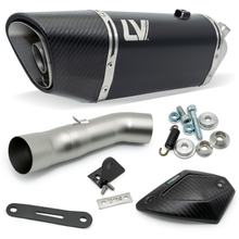 End muffler LeoVince LV-14 R Black Edition with approval, black stainless steel, carbon cap & heat shield for Kawasaki Z 900 Year 2020 - 2024 E4 / E5