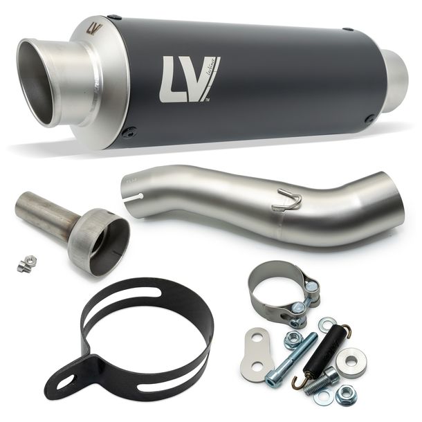 Rear silencer LeoVince GP CORSA RACING Black Edition stainless steel black for Honda CB 500 F / CBR 500 R Yr. 2016 - 2018 E4