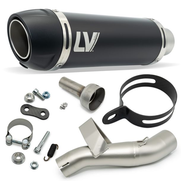 Silencieux LeoVince GP CORSA EVO RACING Black Edition acier inoxydable noir, capuchon en technopolymère et chicane pour Honda CB 500 F / CB 500 X / CBR 500 R ann. 2019 - 2023 E4 / E5 / CB 500 Hornet / NX ann. 2024 - 2025 E5+