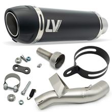 Endschalldämpfer LeoVince GP CORSA EVO RACING Black Edition Edelstahl schwarz, Technopolymer Kappe & DB-Killer für Honda CB 500 F / CB 500 X / CBR 500 R Bj. 2019 - 2023 E4 / E5 / CB 500 Hornet / NX Bj. 2024 - 2025 E5+