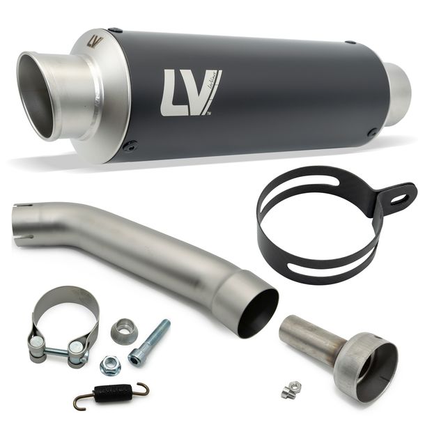 Silencieux d'échappement arrière LeoVince GP CORSA RACING Black Edition en acier inoxydable noir pour KTM Duke 125 / 390 Année de fabrication 2021 - 2023 E5