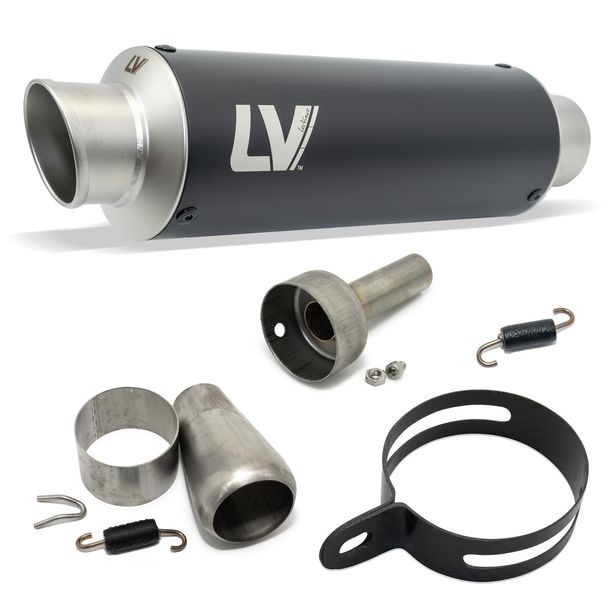 Endschalldämpfer Kit universal LeoVince GP CORSA RACING Black Edition Edelstahl schwarz & DB-Killer, Ø 54mm