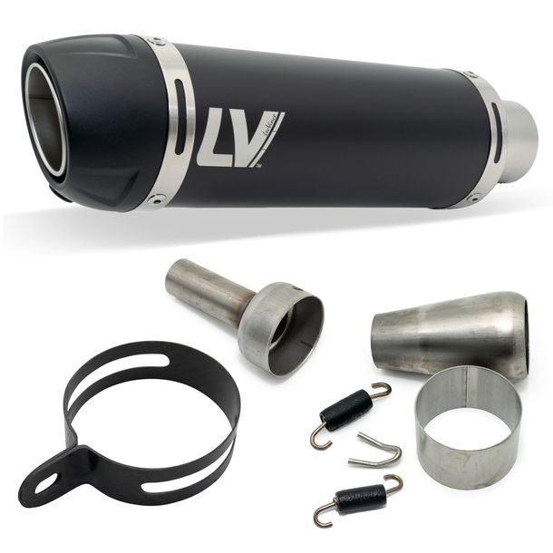Kit silenziatore terminale universale LeoVince GP CORSA EVO RACING Black Edition acciaio inossidabile nero, tappo in tecnopolimero e DB-Killer, Ø 54mm