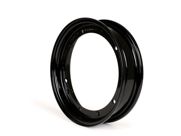 BGM 2.10-10 inch steel V2.0 rim — for Vespa (type PX) - for Vespa Smallframe V50, 50N, Special, PV, ET3, PK50-125 (S/XL/XL2), Largeframe PX, T5, Sprint, Rally, GT/GTR, LML Star, Deluxe - black
