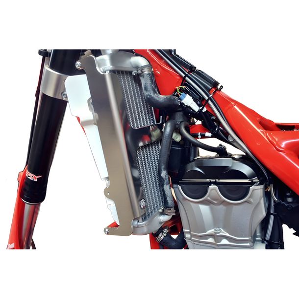 Kühler Schutz AXP Aluminium 4mm, Abstandshalter 12mm, rot für Beta RR Enduro EFI Racing 350 - 480 ccm Bj. 2015 - 2019