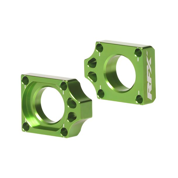 Einstellblöcke Hinterachse RFX Pro CNC-gefräst grün für Kawasaki KX F 125 - 450 ccm Bj. 2003 - 2023