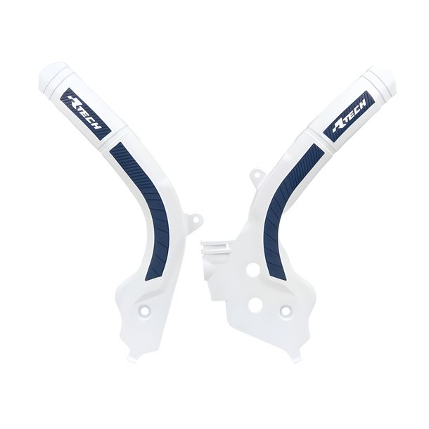 Rahmenschutz Racetech Bi-Material Weiß/Blau für Gas MC F, Husqvarna FC FE FS TE KTM SX SX-F TC TX Racing 125 - 501 ccm Bj. 2014 - 2024